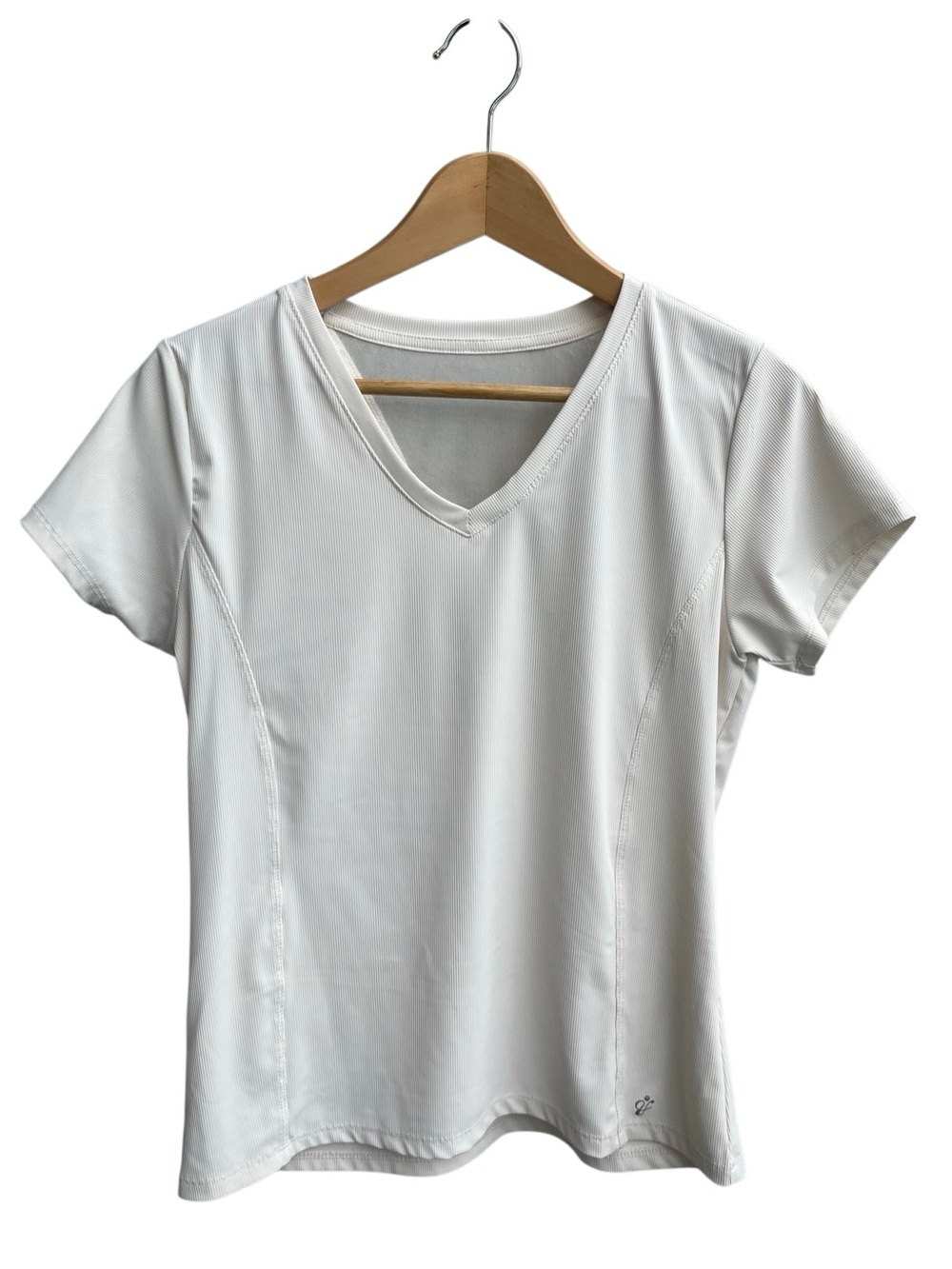 🌴 VA Core White Ribbed V-Neck Athletic Performance Top Women’s M